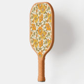 Vintage Retro Orange Floral Pattern ピックルボールラケット (左)