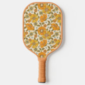 Vintage Retro Orange Floral Pattern ピックルボールラケット (裏面)
