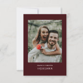 Vintage Retro Photo Burgundy Wedding セーブザデート (裏面)