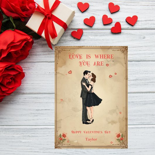 Vintage Retro Pin-Up Valentine's Day Card シーズンカード