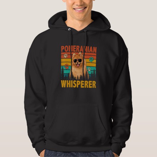 Vintage Retro Pomeranian Whisperer Funny Dog Sungl パーカ (正面)