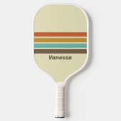 Vintage Retro Rainbow Across Striping with Name ピックルボールラケット (裏面)