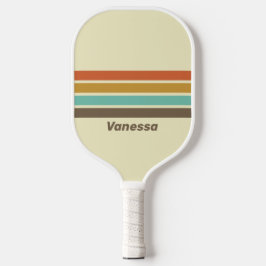 Vintage Retro Rainbow Across Striping with Name ピックルボールラケット