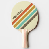 Vintage Retro Rainbow Angled Striping with Name 卓球ラケット (裏面)