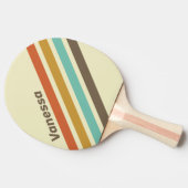 Vintage Retro Rainbow Angled Striping with Name 卓球ラケット (横)
