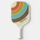 Vintage Retro Rainbow Circle Stripe with Name ピックルボールラケット (裏面)