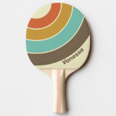 Vintage Retro Rainbow Circle Stripe with Name 卓球ラケット (裏面)