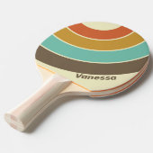 Vintage Retro Rainbow Circle Stripe with Name 卓球ラケット (正面アングル)