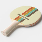 Vintage Retro Rainbow Pin Striped with Name 卓球ラケット (正面アングル)