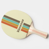 Vintage Retro Rainbow Pin Striped with Name 卓球ラケット (横)