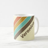 Vintage Retro Rainbow Striped with Name コーヒーマグカップ (正面右)