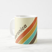 Vintage Retro Rainbow Striped with Name コーヒーマグカップ (正面左)
