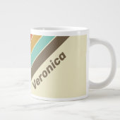 Vintage Retro Rainbow Striped with Name ジャンボコーヒーマグカップ (右)