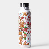 Vintage Retro Red Candy Cane Wonderland Christmas ウォーターボトル (左面)