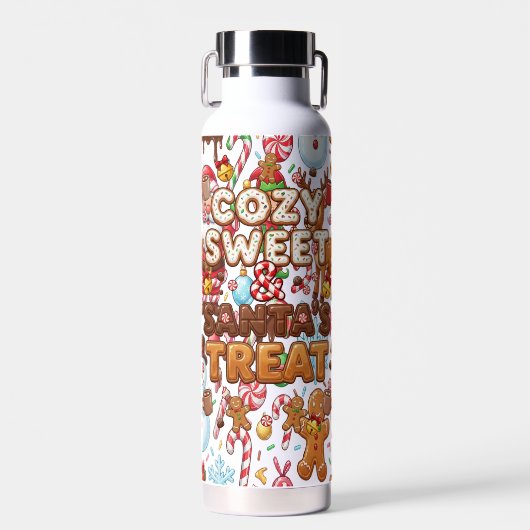 Vintage Retro Red Candy Cane Wonderland Christmas ウォーターボトル (正面)