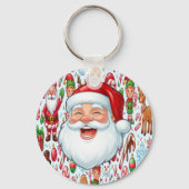 Vintage Retro Red Candy Cane Wonderland Christmas キーホルダー (正面)