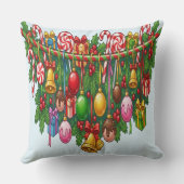 Vintage Retro Red Candy Cane Wonderland Christmas クッション (裏面)