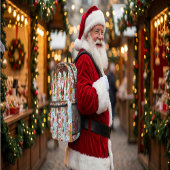 Vintage Retro Red Candy Cane Wonderland Christmas プリントバックパック