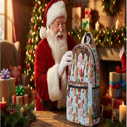 Vintage Retro Red Candy Cane Wonderland Christmas プリントバックパック