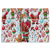 Vintage Retro Red Candy Cane Wonderland Christmas ラージペーパーバッグ (正面)