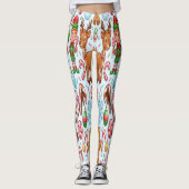 Vintage Retro Red Candy Cane Wonderland Christmas レギンス (正面)