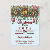 Vintage Retro Red Candy Cane Wonderland Christmas 招待状 (正面)