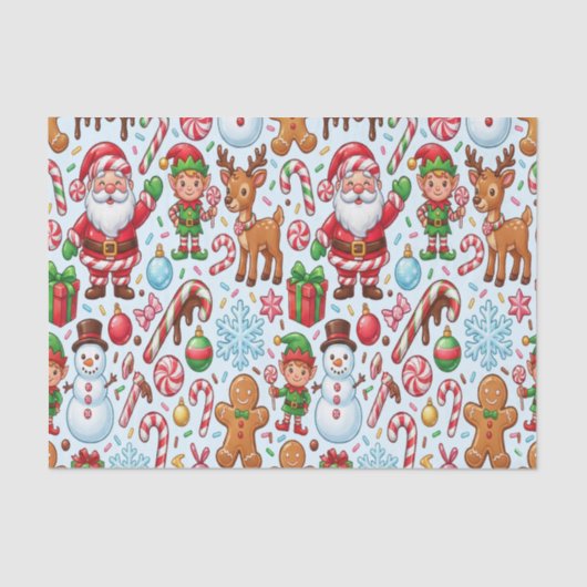 Vintage Retro Red Candy Cane Wonderland Christmas 薄葉紙 (正面)