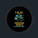 Vintage Retro Rock Band Drummer I Play Drum 缶バッジ<br><div class="desc">I play drum because punching people is frowned upon. Funny vintage retro drummer merchandise for musician, drum player, rock band member, music lover. Awesome design to wear to a rock concert, cheering for your favorite artist, singing and screaming. Great gift for your teenage son, daughter, grandson, granddaughter who enjoy rock...</div>