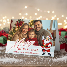Vintage Retro Santa In Snow Custom Christmas Photo シーズンカード