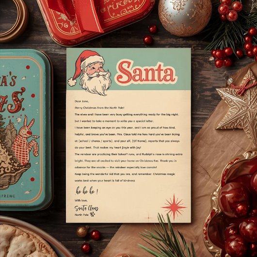 Vintage Retro Santa Letter | Christmas 招待状