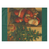 Vintage/retro Santa visiting at Christmas  テーブルクロス (正面(横))