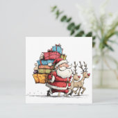 Vintage Retro Simple Christmas Santa Claus シーズンカード (スタンド正面)