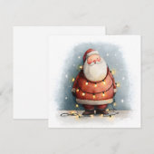 Vintage Retro Simple Christmas Tree Santa Claus シーズンカード (正面/裏面)