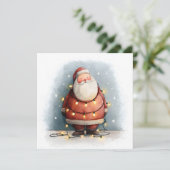 Vintage Retro Simple Christmas Tree Santa Claus シーズンカード (スタンド正面)