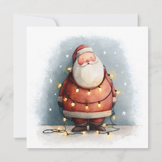Vintage Retro Simple Christmas Tree Santa Claus シーズンカード (正面)