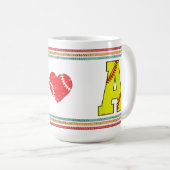 Vintage Retro Softball Letter A Design コーヒーマグカップ (正面右)