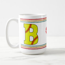 Vintage Retro Softball Letter B Artwork コーヒーマグカップ