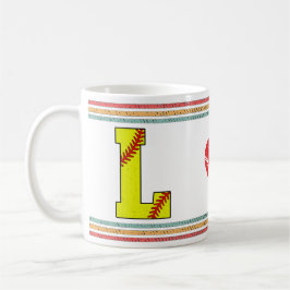 Vintage Retro Softball Letter L Typography コーヒーマグカップ