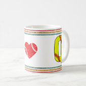 Vintage Retro Softball Letter Q Sports コーヒーマグカップ (正面右)