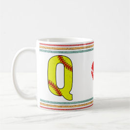 Vintage Retro Softball Letter Q Sports コーヒーマグカップ