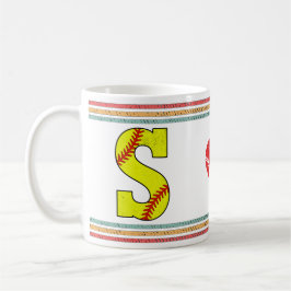 Vintage Retro Softball Letter S Design コーヒーマグカップ