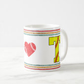Vintage Retro Softball Letter T Artwork コーヒーマグカップ (正面右)