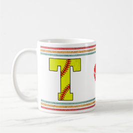 Vintage Retro Softball Letter T Artwork コーヒーマグカップ