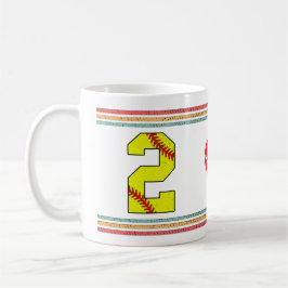 Vintage Retro Softball Number 2 Artwork コーヒーマグカップ