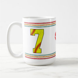 Vintage Retro Softball Number 7 Athletic コーヒーマグカップ