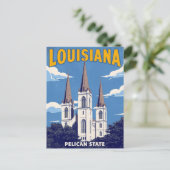 Vintage Retro Style Louisiana St. Louis Cathedral ポストカード (スタンド正面)
