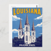 Vintage Retro Style Louisiana St. Louis Cathedral ポストカード (正面/裏面)