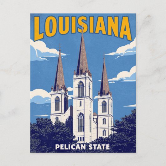 Vintage Retro Style Louisiana St. Louis Cathedral ポストカード (正面)