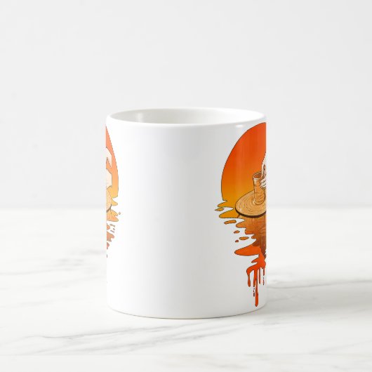 Vintage Retro Style Pottery コーヒーマグカップ (中央)