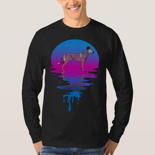 Vintage Retro Sunset Dutch Shepherd Tシャツ (正面)